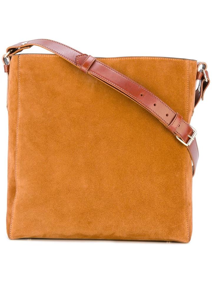 Lanvin Large Open Shoulder Bag, Brown, Calf Leather/cotton