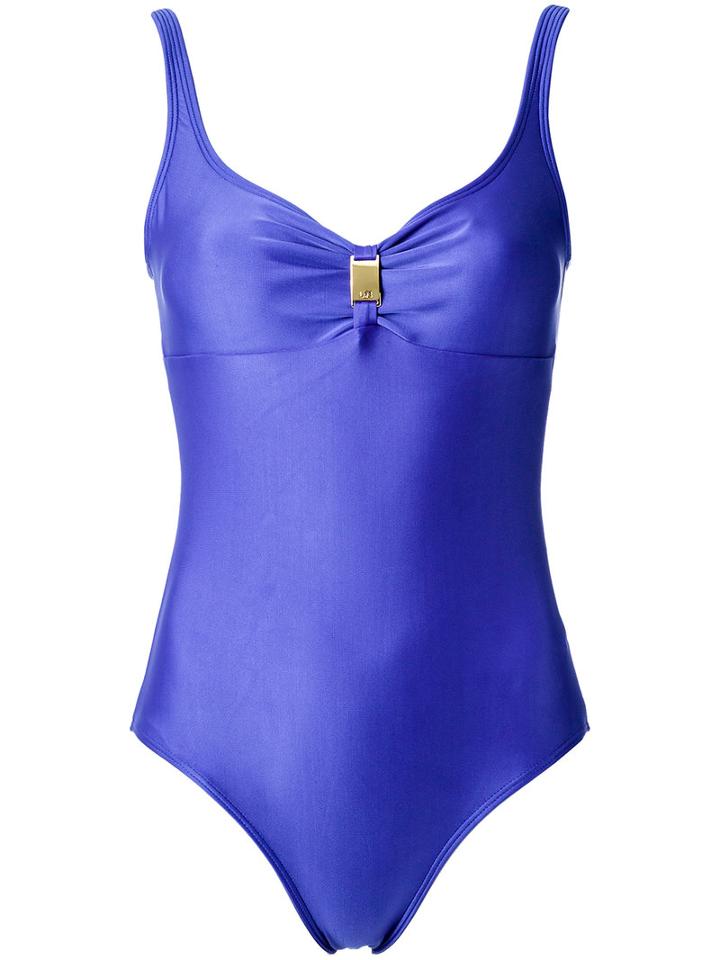 Lygia & Nanny - V Neck Swimsuit - Women - Polyamide/spandex/elastane - 48, Blue, Polyamide/spandex/elastane