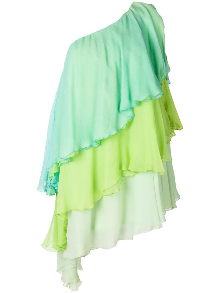 William Vintage Haute Couture One Shoulder Dress - Green