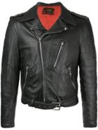 Fake Alpha Vintage 1950s Leather Motorcycle Jacket - Black