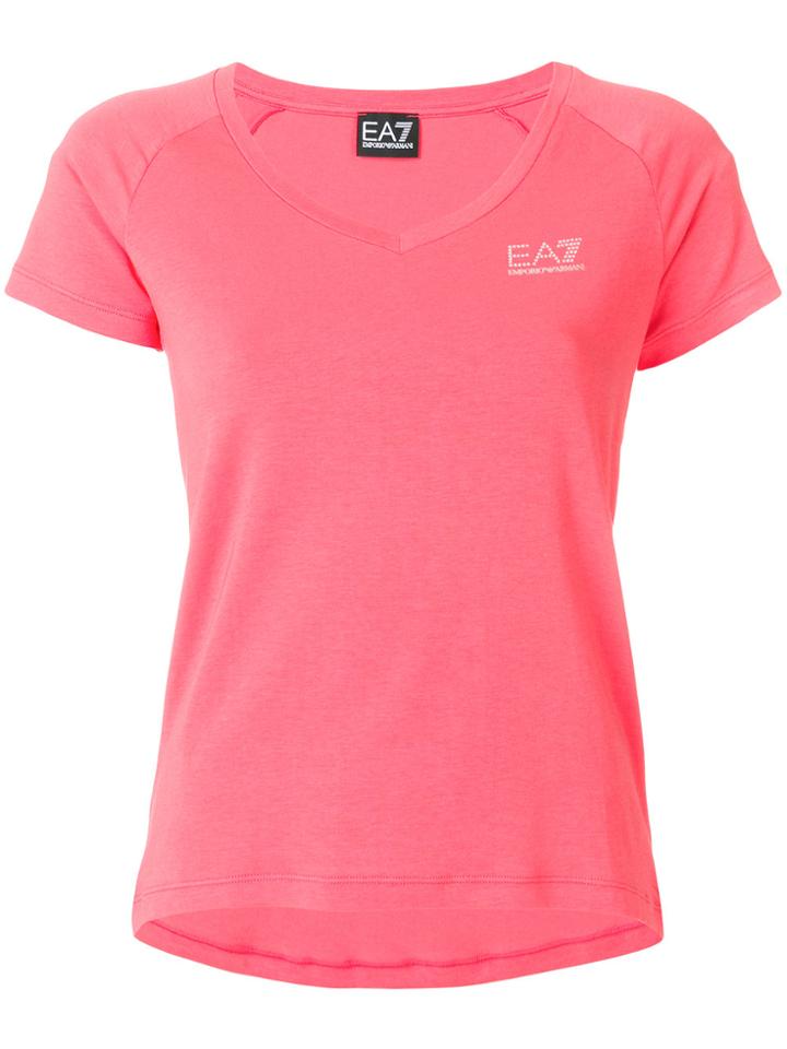 Ea7 Emporio Armani Diamante Logo T-shirt - Pink & Purple