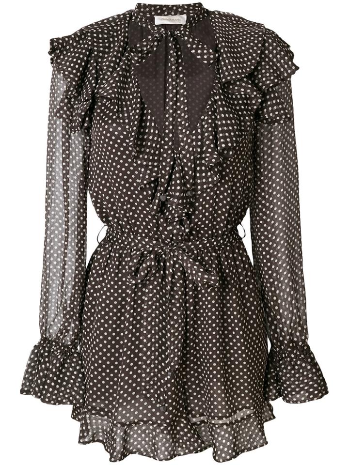 Zimmermann Polka Dot Print Playsuit - Black