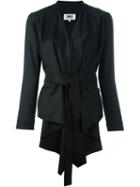 Mm6 Maison Margiela Draped Open Front Jacket, Women's, Size: 42, Black, Viscose/wool