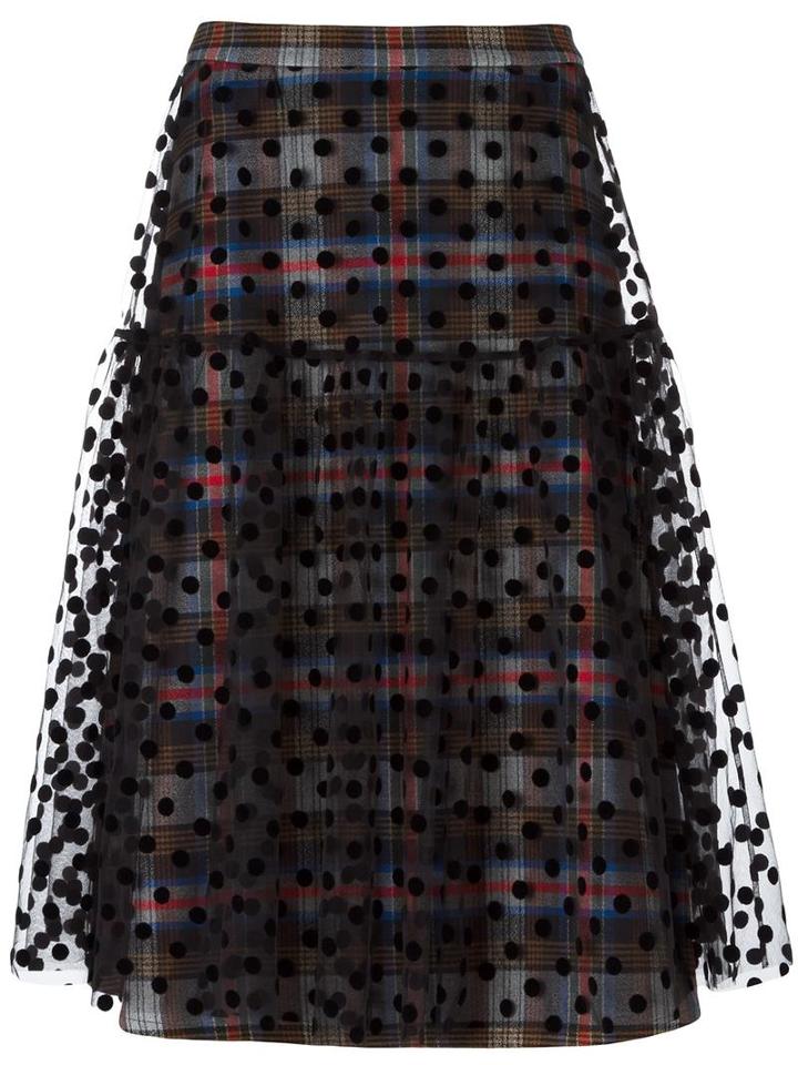 Paskal Sheer Layer Plaid Skirt, Women's, Size: Medium, Black, Cotton/viscose/nylon