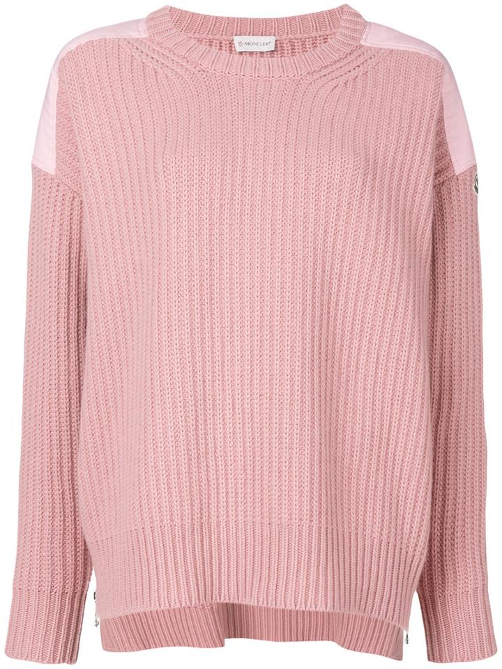 Moncler - Ribbed Jumper - Women - Cotton/polyester/cashmere/virgin Wool - S, Pink/purple, Cotton/polyester/cashmere/virgin Wool