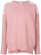 Moncler - Ribbed Jumper - Women - Cotton/polyester/cashmere/virgin Wool - S, Pink/purple, Cotton/polyester/cashmere/virgin Wool