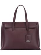 Tom Ford Tag Detail Tote, Women's, Pink/purple, Calf Leather/sheep Skin/shearling