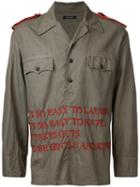 Christian Dada - Embroidered Text Shirt Jacket - Men - Cotton/linen/flax - 48, Green, Cotton/linen/flax