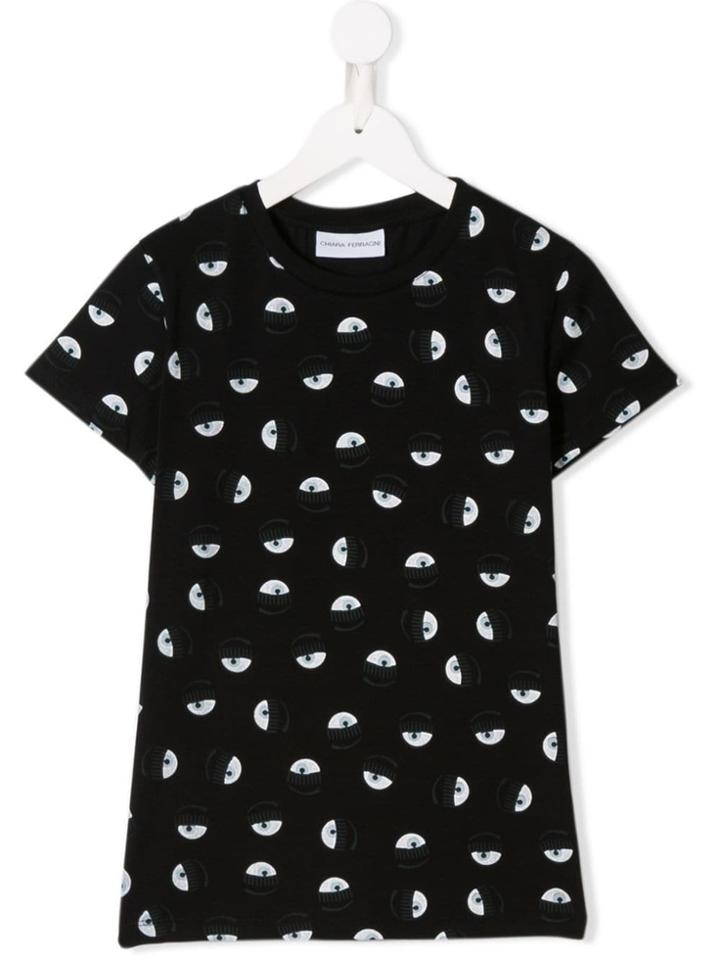Chiara Ferragni Kids Embroidered Eye T-shirt - Black