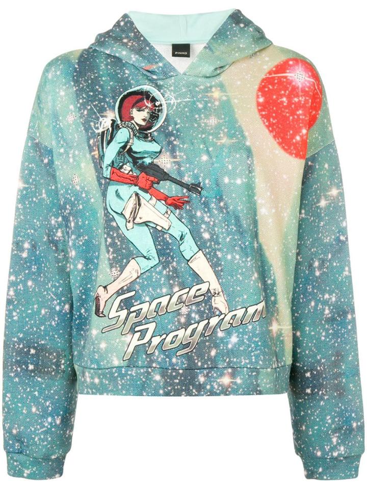 Pinko Space Program Printed Hoodie - Green