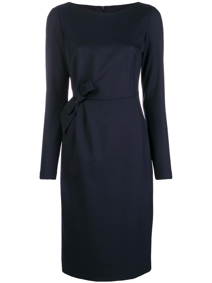 P.a.r.o.s.h. Slash Neck Bow Shift Dress - Blue