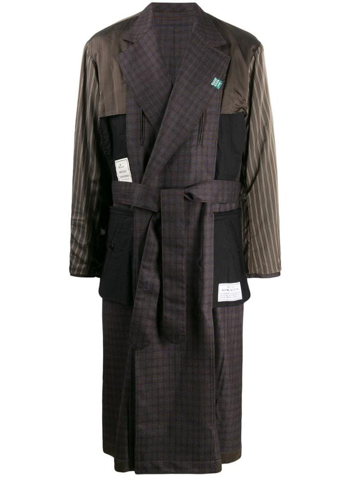Maison Mihara Yasuhiro Check Print Trench Coat - Brown