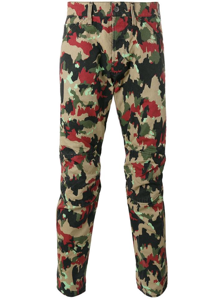G-star Camouflage Print Trousers, Men's, Size: 29, Nude/neutrals, Cotton/polyester