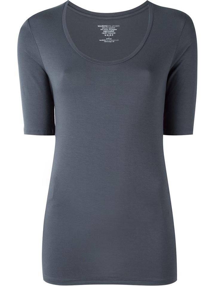 Majestic Filatures Scoop Neck T-shirt, Women's, Size: Iv, Grey, Viscose/spandex/elastane