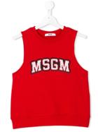Msgm Kids Sequin Embellished Logo Tank Top - Red