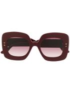 Bottega Veneta Eyewear Square Framed Sunglasses - Red