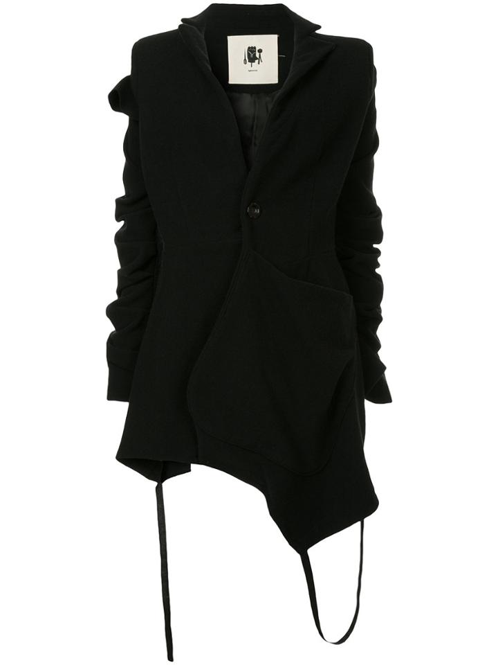 Aganovich Ruffle-sleeve Fitted Coat - Black