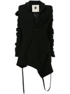Aganovich Ruffle-sleeve Fitted Coat - Black