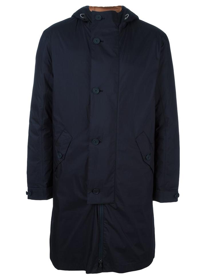 Z Zegna Padded Coat, Men's, Size: Xl, Blue, Cotton/feather Down/polyamide