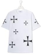 Neil Barrett Kids Teen Cross Print T-shirt - White