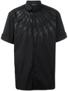 Neil Barrett Lightning Bolt Print Shirt, Men's, Size: 43, Black, Cotton