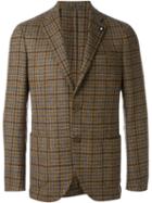 Lardini Checked Blazer, Men's, Size: 52, Brown, Cupro/viscose/wool