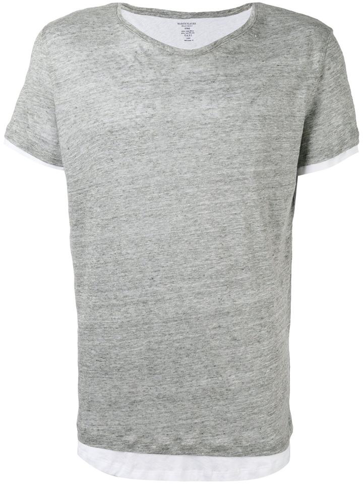 Majestic Filatures - Layered T-shirt - Men - Cotton/linen/flax - S, Grey, Cotton/linen/flax