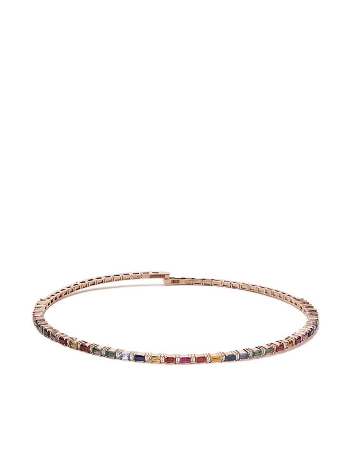 Suzanne Kalan 18kt Rose Gold, Diamond And Sapphire Rainbow Choker