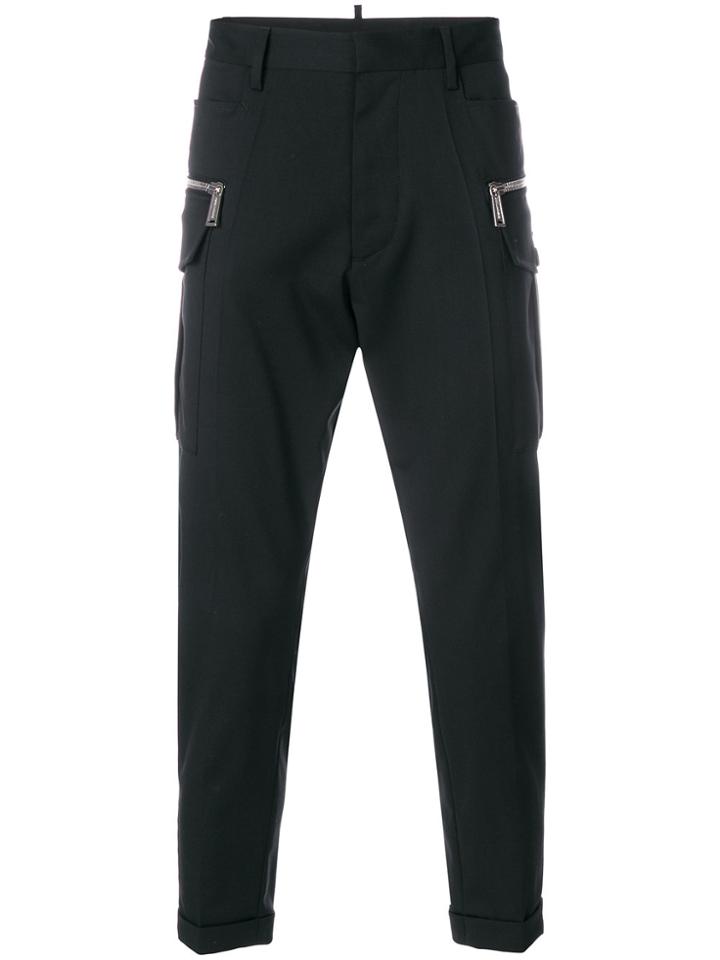 Dsquared2 Zip-embellished Cropped Trousers - Black
