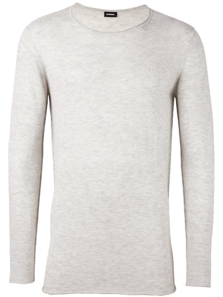 Diesel Crew Neck Jumper, Men's, Size: Large, Nude/neutrals, Nylon/wool/alpaca