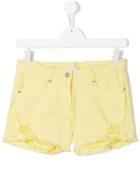 Elsy Teen Distressed Detail Denim Shorts - Yellow