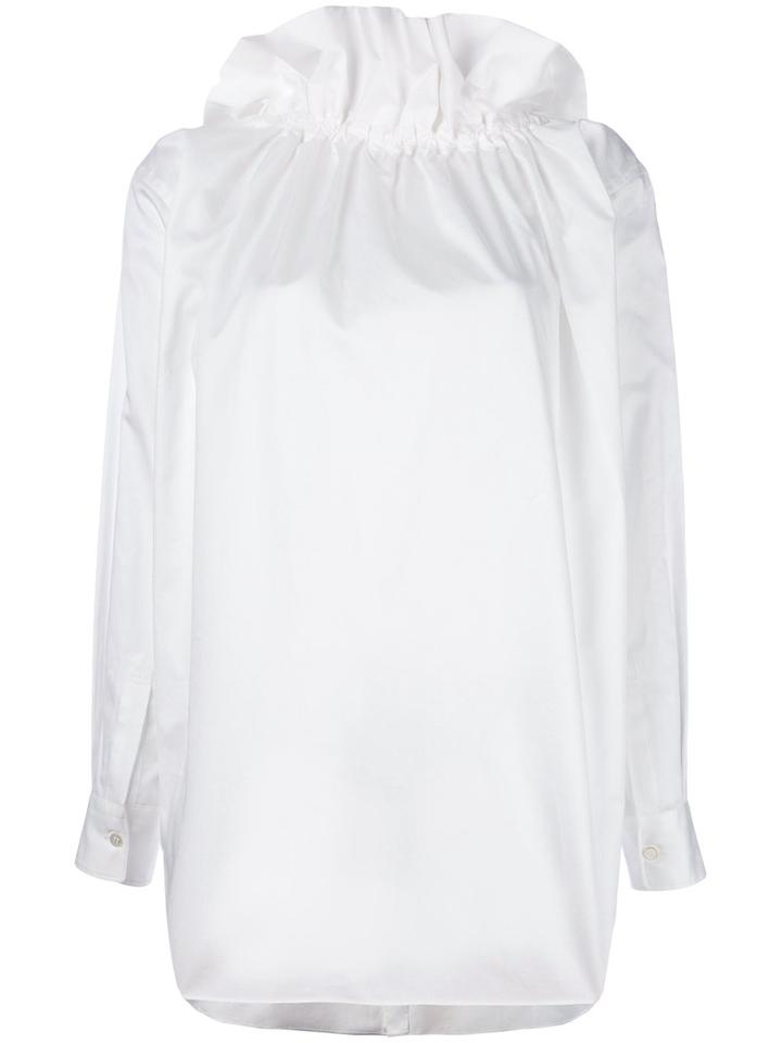 Comme Des Garçons Ruffled Neck Blouse, Women's, Size: Xs, White, Cotton