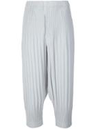 Homme Plissé Issey Miyake Pleated Cropped Trousers, Men's, Size: 3, Grey, Polyester