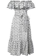 Lisa Marie Fernandez Floral Print Off The Shoulder Dress - White
