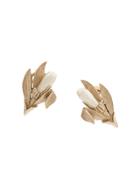 Susan Caplan Vintage '1960s Brushed Leaf Clip-on Earrings - Gold