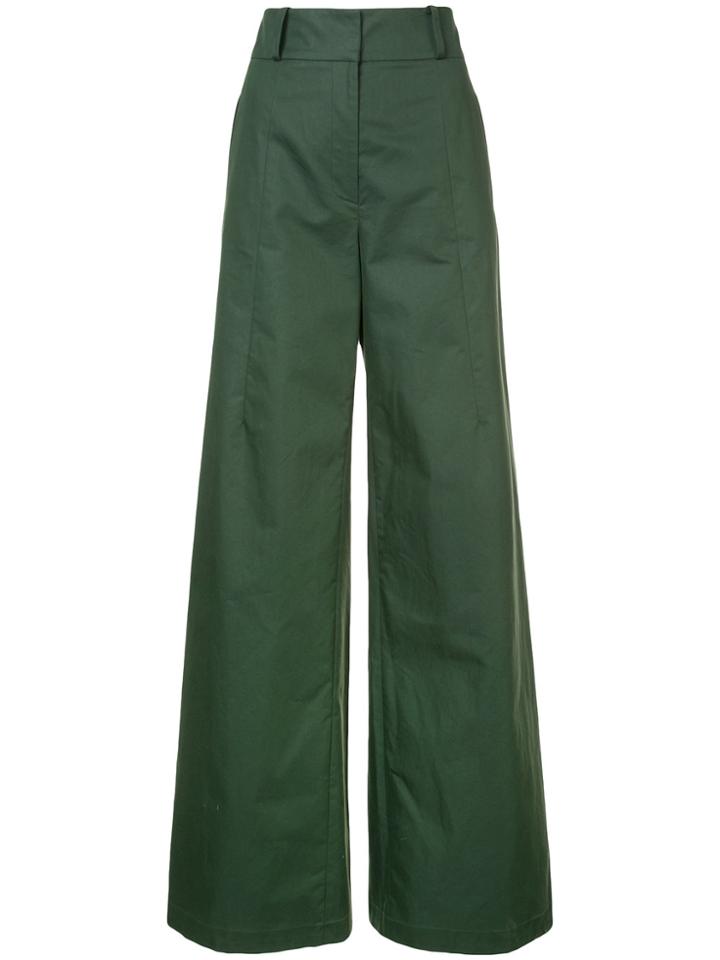Oscar De La Renta Wide Leg High-waisted Trousers - Green