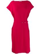 Poiret Buttoned Belt Midi Dress - Red
