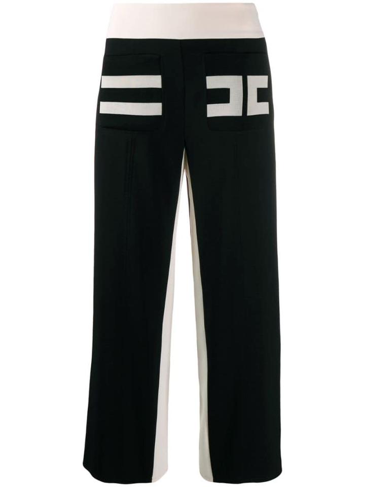 Elisabetta Franchi Colour Block Cropped Trousers - Black