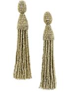 Oscar De La Renta Beaded Tassel Earrings, Women's, Metallic