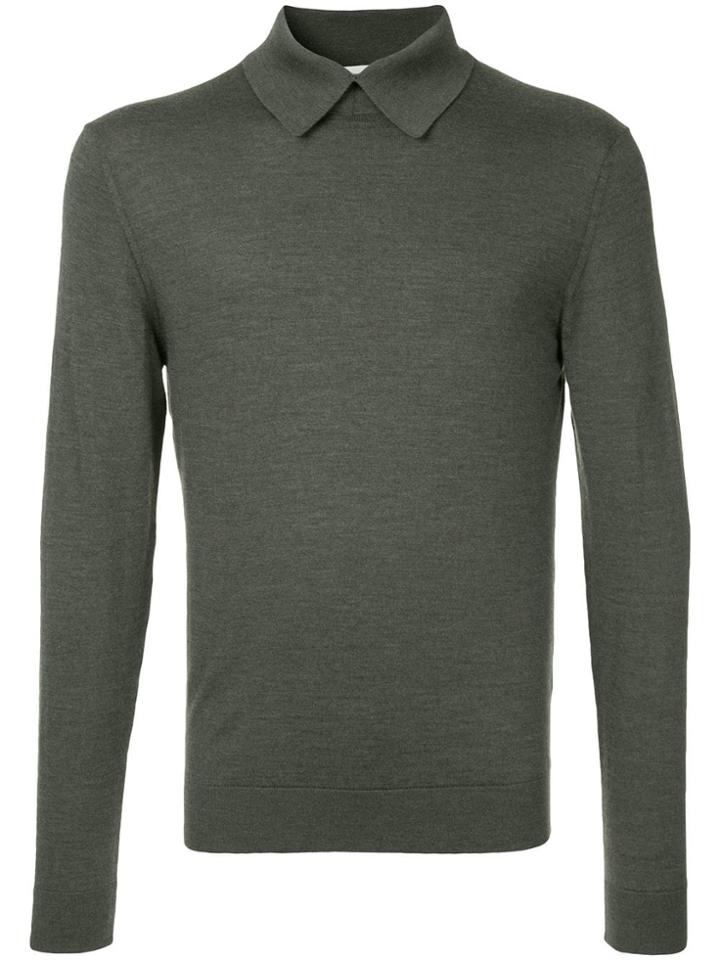 Cerruti 1881 Long-sleeve Fitted Polo Top - Green