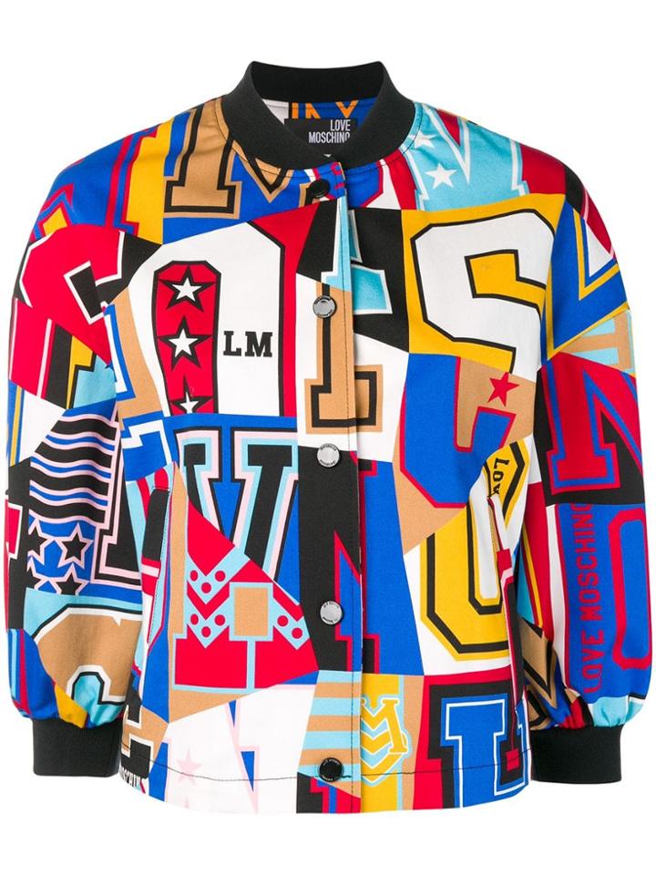 Love Moschino Typography Bomber Jacket - Pink