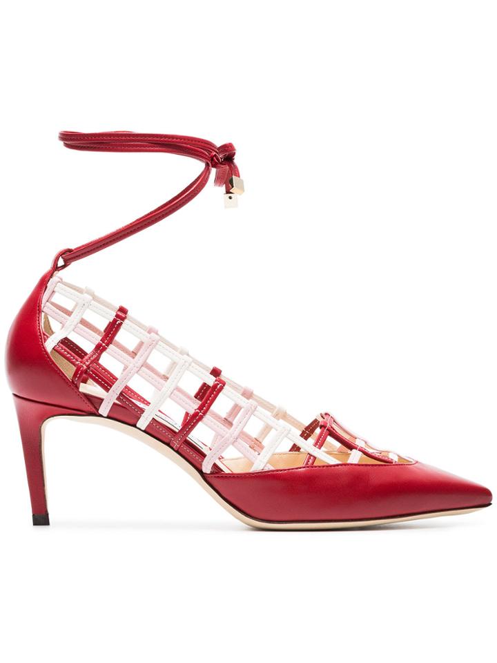 Jimmy Choo Red And White Soraya 65 Leather Pumps