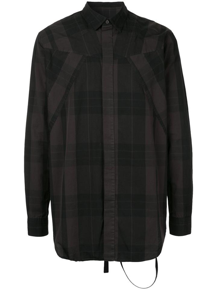 Julius Checked Panelled Shirt - Black