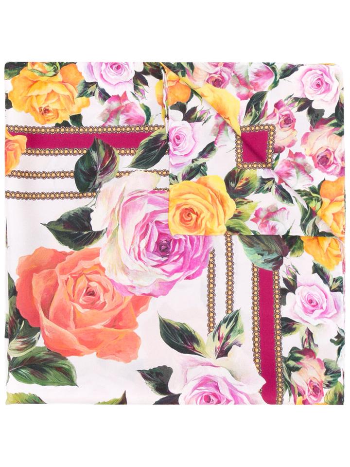 Dolce & Gabbana - Floral Square Scarf - Women - Silk - One Size, Red, Silk