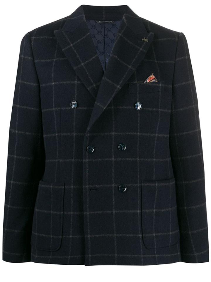 Daniele Alessandrini Fitted Double-breasted Blazer - Blue