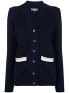 N.peal Contrast Stripe Cardigan - Blue