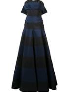 Carolina Herrera Striped Strapless Gown, Women's, Size: 2, Blue, Silk