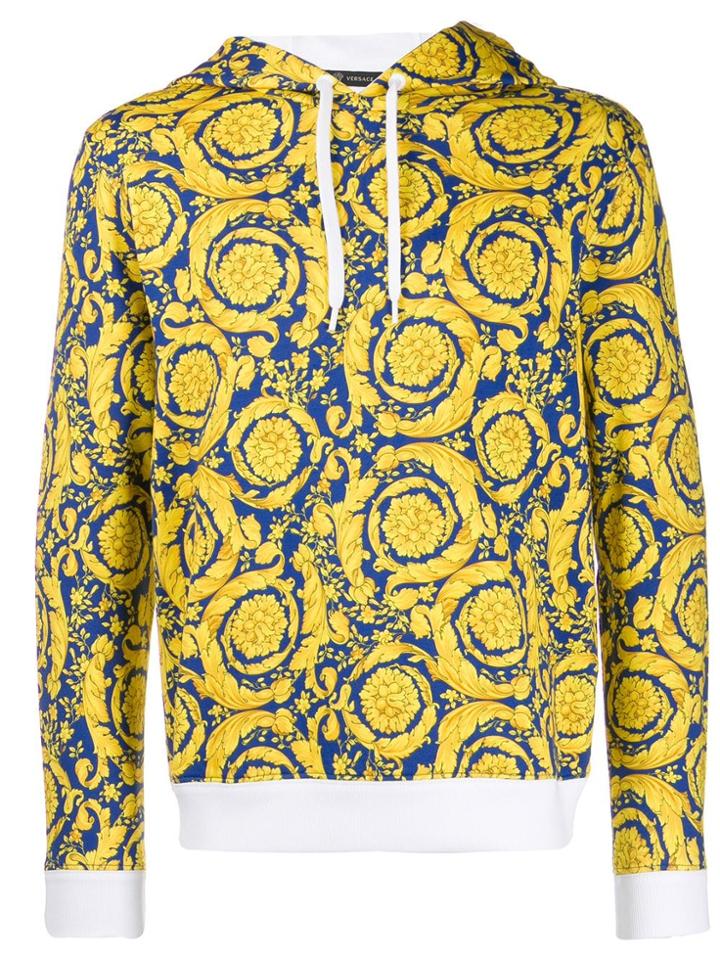 Versace Baroque Print Hoodie - Yellow