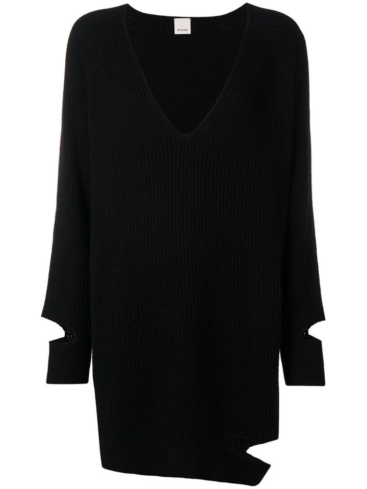 Pinko Cut Out V-neck Sweater - Black