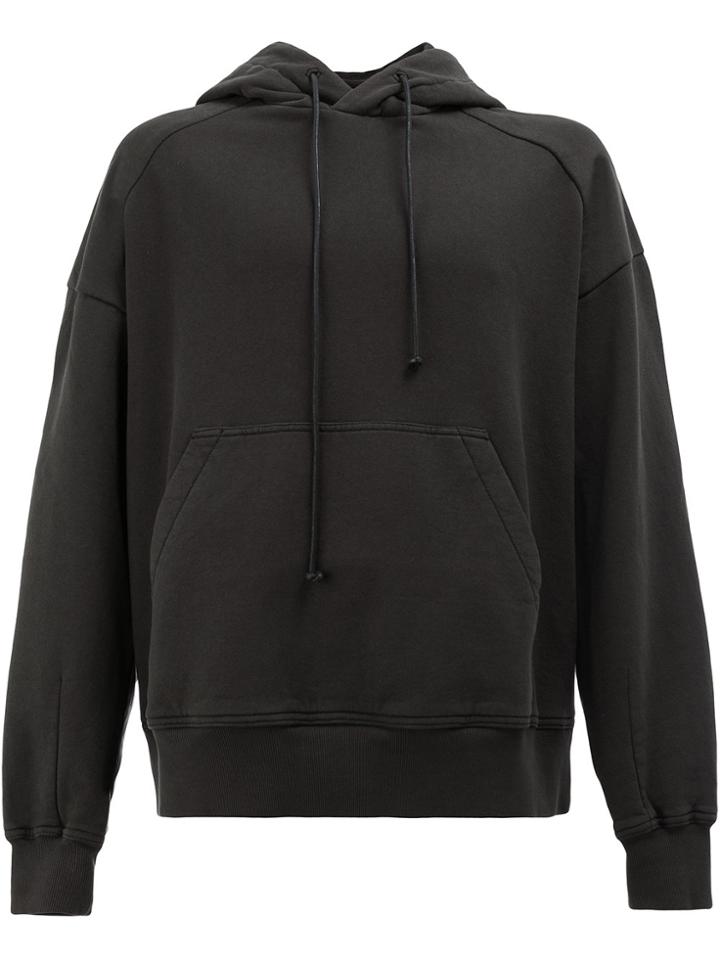 Juun.j Gathered Sleeve Hoodie - Black